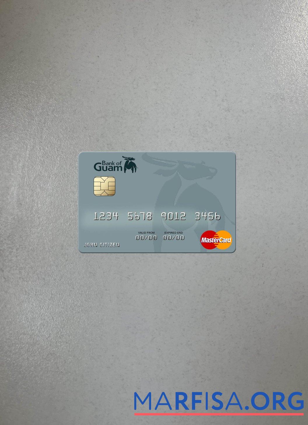 Downloadable Marshall Islands Bank of Guam mastercard photolook front template